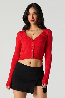 Cardigan écourté en tricot pointelle