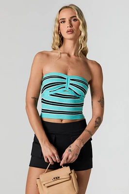 Haut tube en tricot rayé