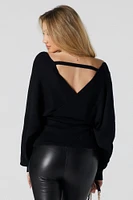 Surplice Off Shoulder Sweater