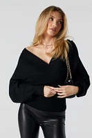 Surplice Off Shoulder Sweater