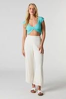 Open Knit V-Neck Crop Top