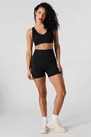 Active Seamless Ribbed V-Neck Tank with Built-In Cups