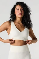 Active Seamless Ribbed V-Neck Tank with Built-In Cups