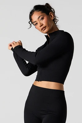 Active Seamless Ribbed Zip-Up Top