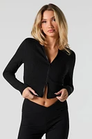 Active Ribbed Dual Zip Long Sleeve Top