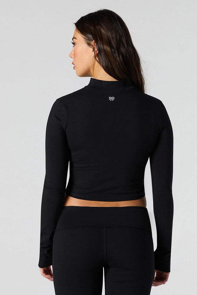 Active Cropped Zip-Up Long Sleeve Top