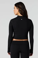 Active Cropped Zip-Up Long Sleeve Top