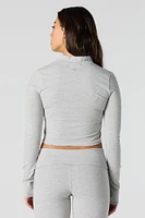 Active Cropped Zip-Up Long Sleeve Top
