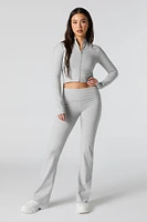 Active Cropped Zip-Up Long Sleeve Top