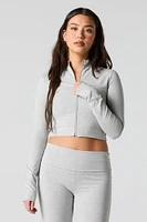 Active Cropped Zip-Up Long Sleeve Top