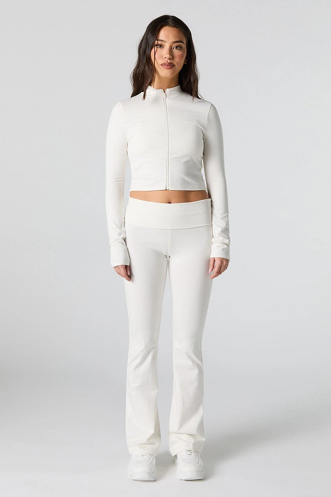 Active Cropped Zip-Up Long Sleeve Top