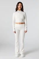 Active Cropped Zip-Up Long Sleeve Top
