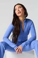 Active Cropped Zip-Up Long Sleeve Top