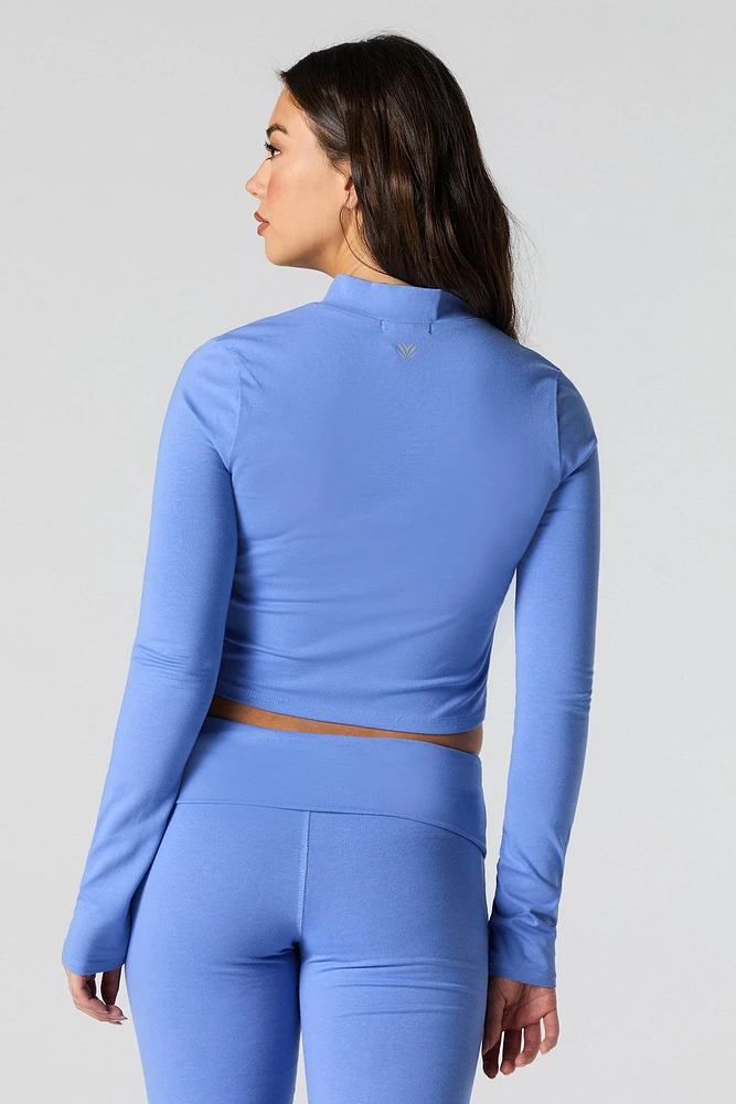 Active Cropped Zip-Up Long Sleeve Top