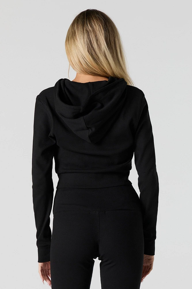 Active Ribbed Zip-Up Cropped Hoodie