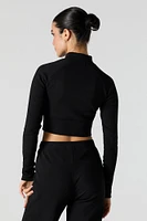 Active Ribbed Zip-Up Long Sleeve Top