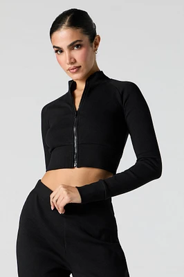 Active Ribbed Zip-Up Long Sleeve Top