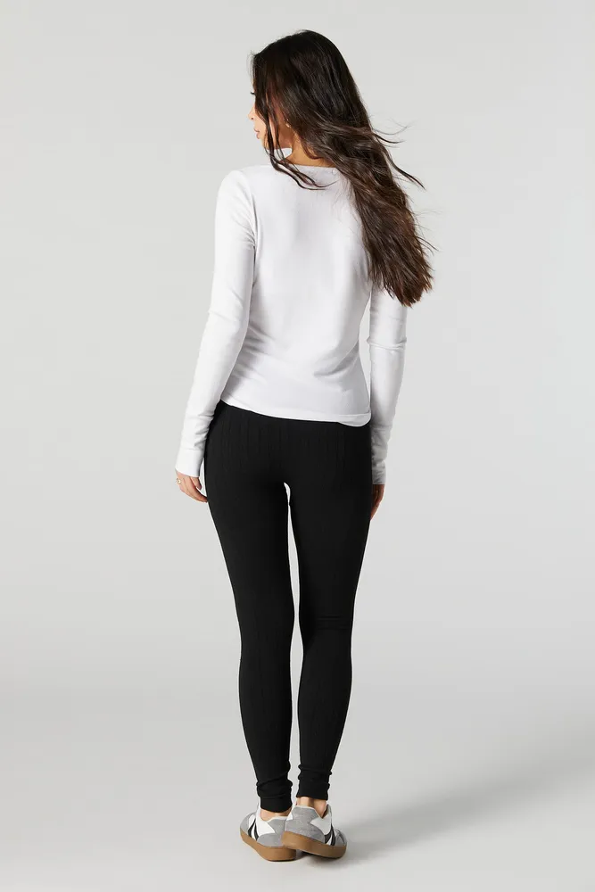 Seamless Ribbed Fleece Lined Legging