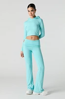 Pantalon Active doux à jambe évasée et taille pliée