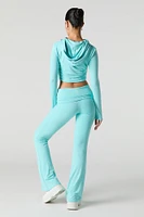Pantalon Active doux à jambe évasée et taille pliée