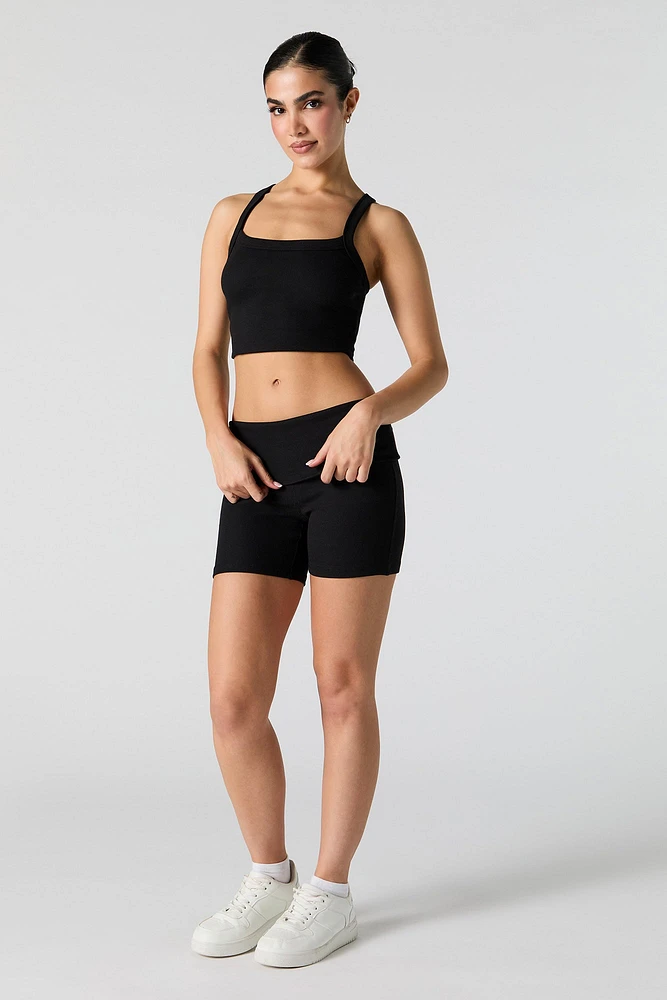 Active Ribbed Foldover Waist Short