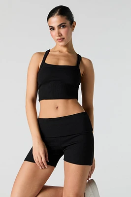 Active Ribbed Foldover Waist Short