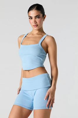 Active Ribbed Foldover Waist Short