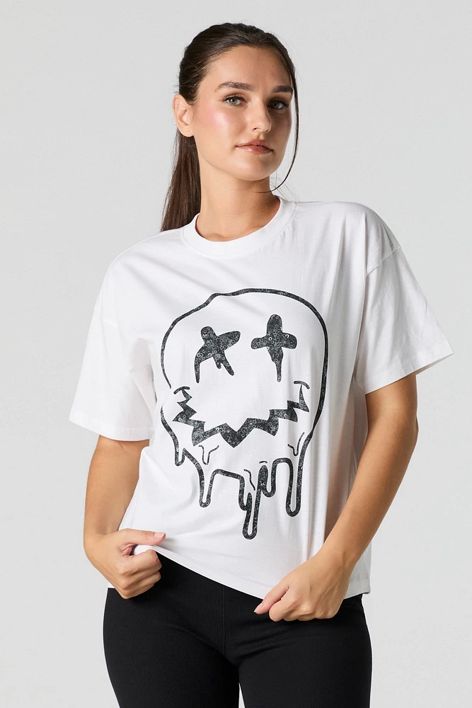 Dripping Smiley Graphic T-Shirt
