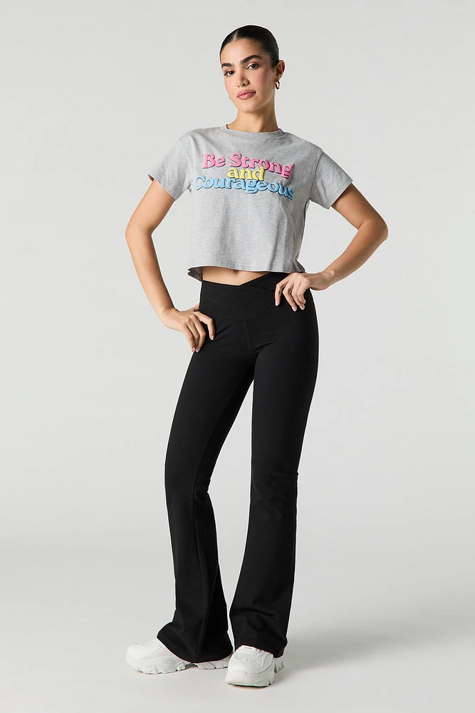 Strong & Courageous Puff Print Cropped T-Shirt