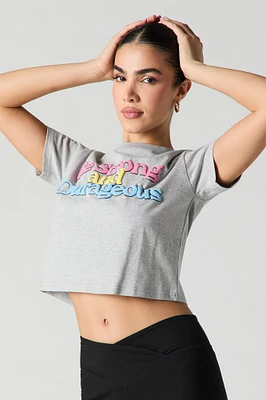 Strong & Courageous Puff Print Cropped T-Shirt