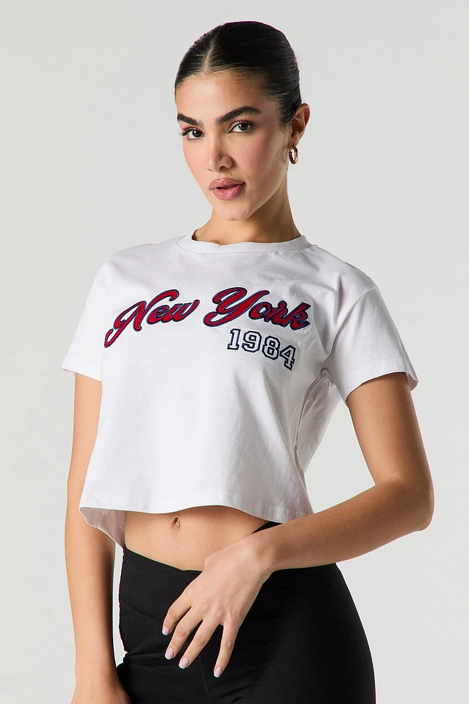 T-shirt court avec motif brodé New York 1984