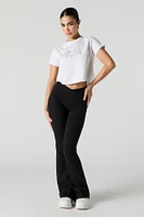 Rhinestone Heart Cropped T-Shirt