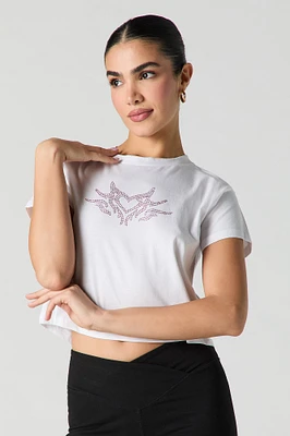 T-shirt court à imprimé Coeur avec pierres du Rhin