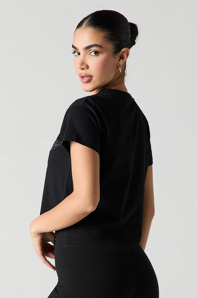 Buckle Up Buttercup Rhinestone Cropped T-Shirt