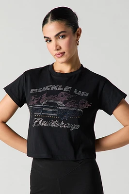 Buckle Up Buttercup Rhinestone Cropped T-Shirt