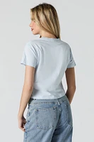 Butterfly Embroidered Cropped T-Shirt