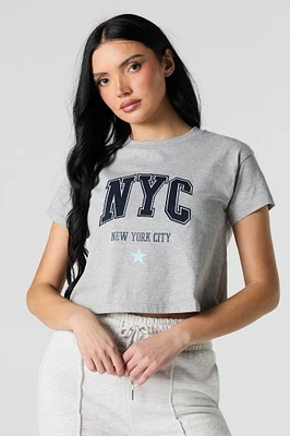 NYC Embroidered Cropped T-Shirt