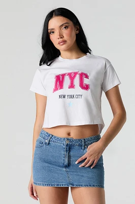 T-shirt court avec motif brodé NYC