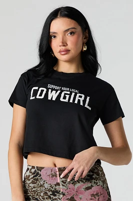 Local Cowgirl Graphic Cropped T-Shirt