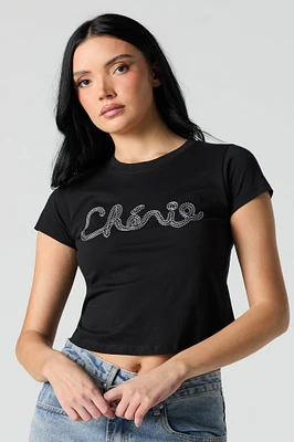 Chérie Embroidered Cropped T-Shirt