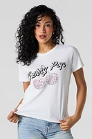 T-shirt à imprimé Cherry Pop avec pierres du Rhin