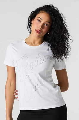 T-shirt à imprimé Rodeo Queen avec pierres du Rhin
