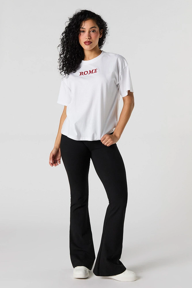 T-shirt décontracté avec motif brodé Rome