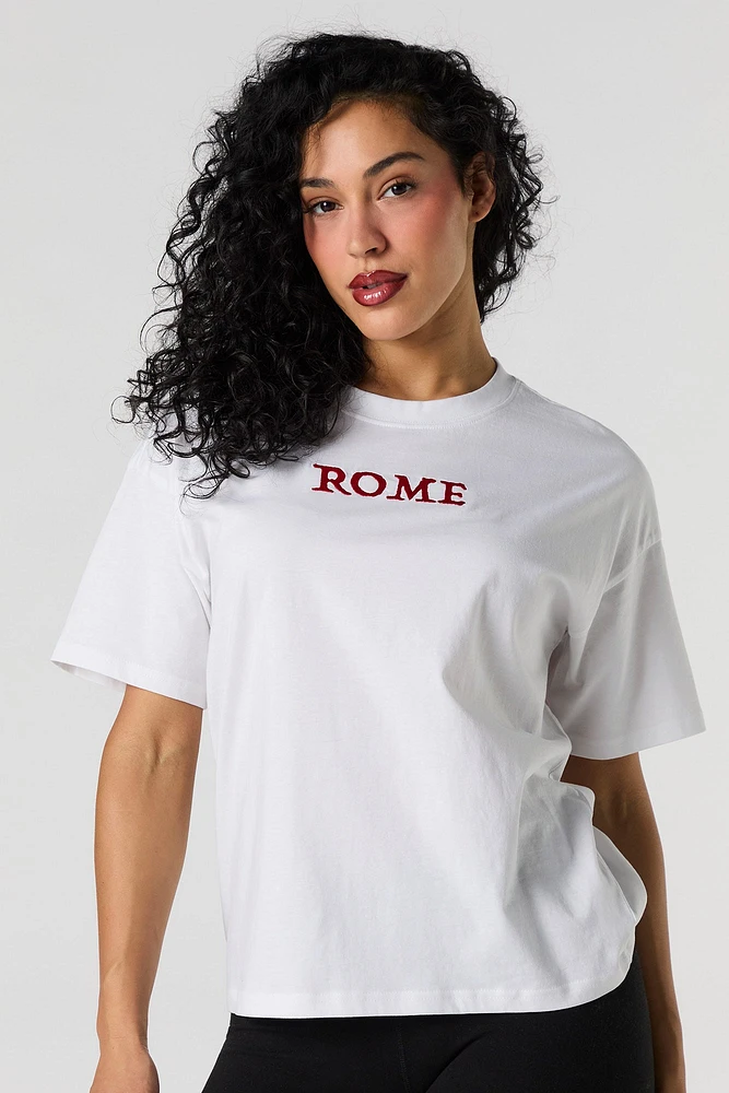 T-shirt décontracté avec motif brodé Rome