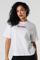 T-shirt décontracté avec motif brodé Rome