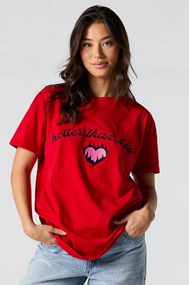 Hotter than Hell Embroidered Tunic T-Shirt