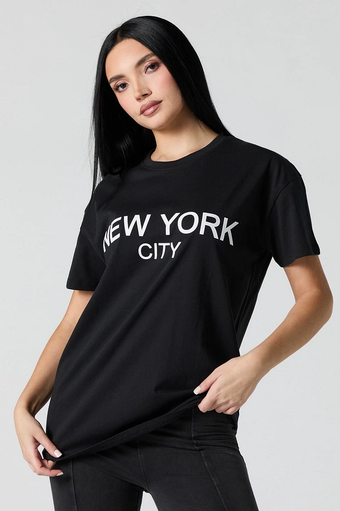 T-shirt de coupe garçonne à imprimé New York City