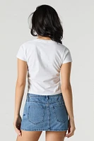 I Don't Care Embroidered Cropped T-Shirt