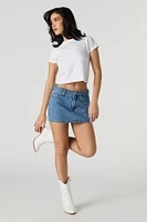 I Don't Care Embroidered Cropped T-Shirt