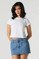 I Don't Care Embroidered Cropped T-Shirt